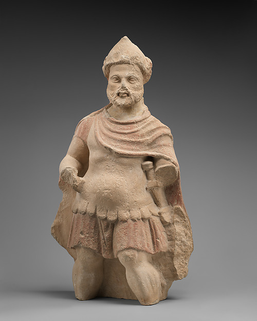 Limestone statue of a bearded warrior by an unrecorded maker, The Metropolitan Museum of Art