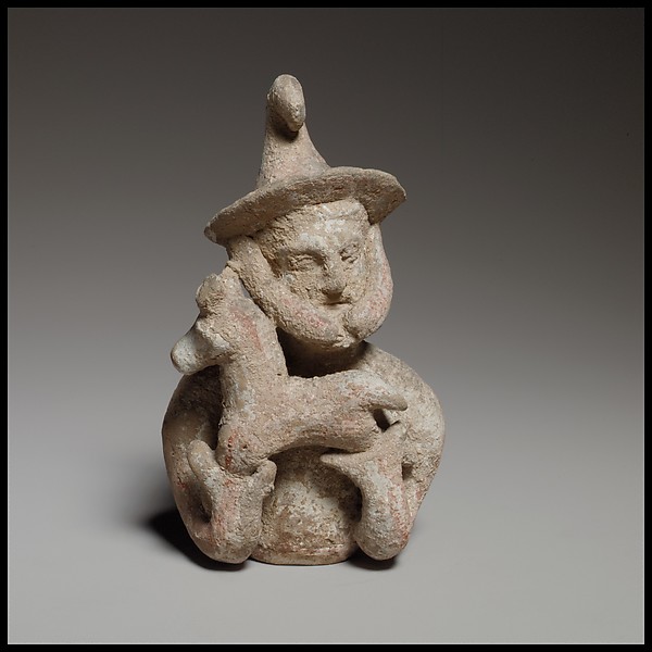 Terracotta statuette of a male votary offering a kid by an unrecorded maker, The Metropolitan Museum of Art