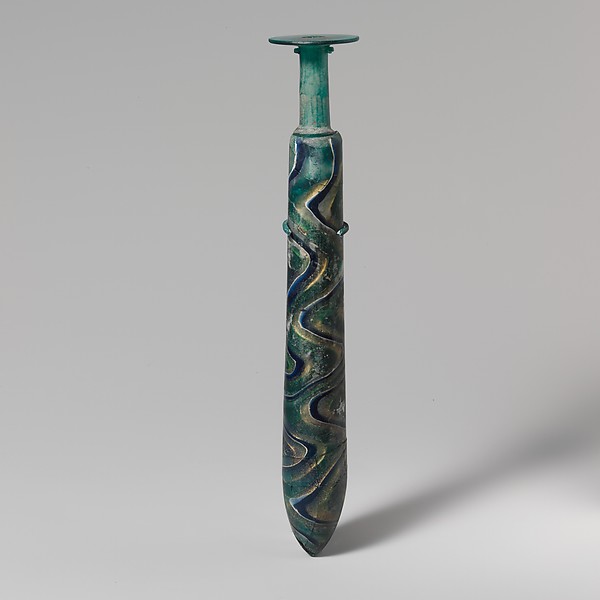 Glass gold-band mosaic alabastron (perfume bottle)