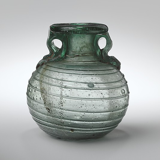 Glass aryballos (oil bottle)