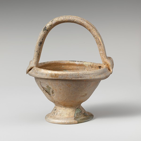Glass bowl with basket handle by an unrecorded maker, The Metropolitan Museum of Art