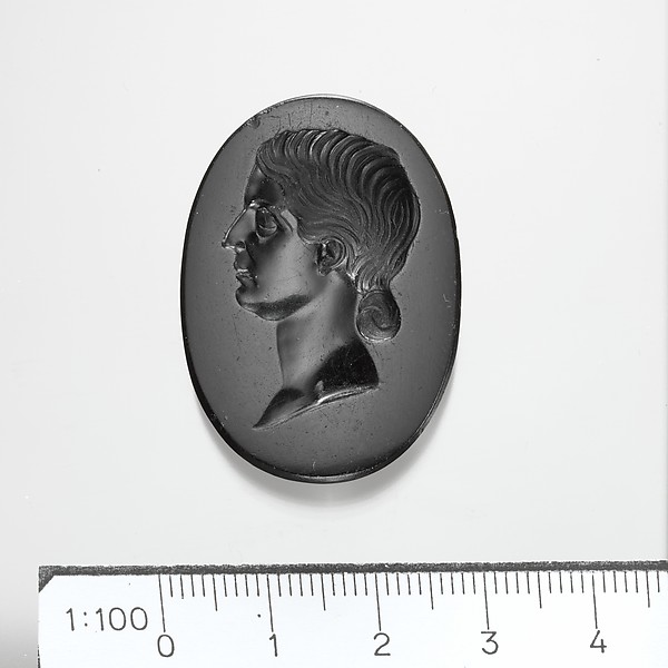 Black jasper intaglio portrait of a Roman lady