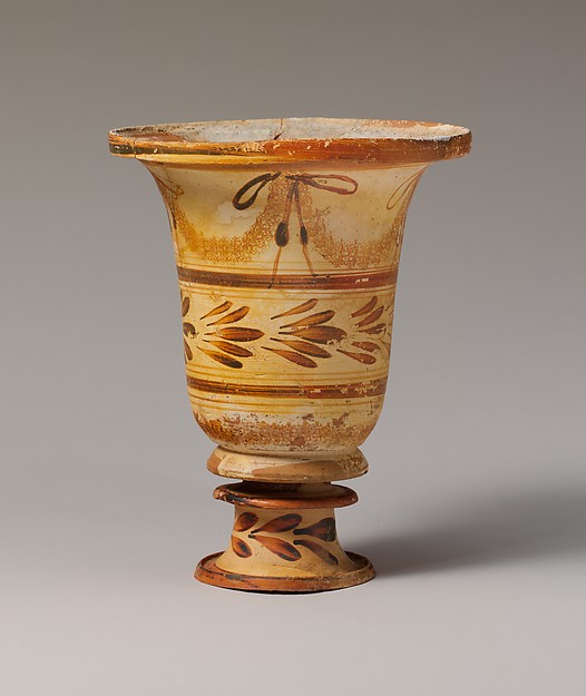 Terracotta flaring bowl on stand