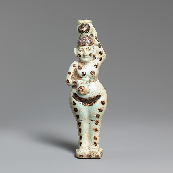 Faience statuette of a woman holding two vases by an unrecorded maker, The Metropolitan Museum of Art