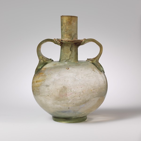 Glass bottle with two handles