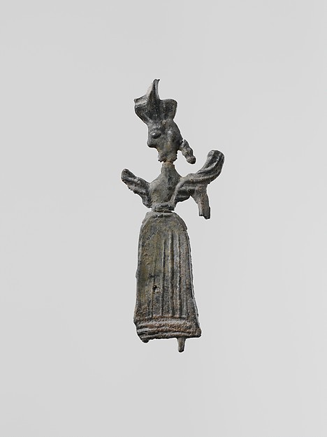 Lead figure of a winged goddess, possibly Artemis Orthia