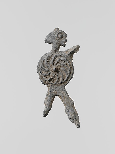 Lead figure of a warrior with a spear and shield by an unrecorded maker, The Metropolitan Museum of Art