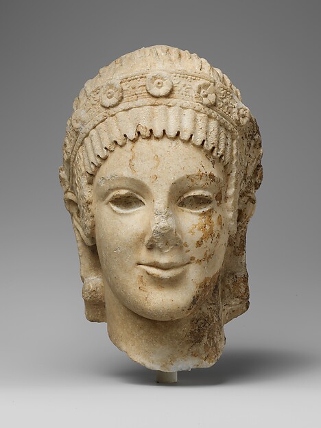 Marble head of Athena, ca. 27 BCE–68 CE