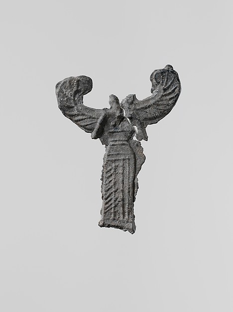 Lead figure of a winged goddess, possibly Artemis Orthia