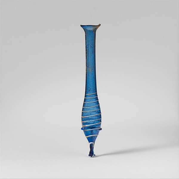 Glass perfume bottle with opaque white trail by an unrecorded maker, The Metropolitan Museum of Art