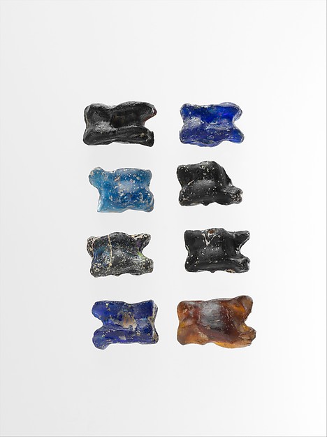 Group of eight glass astragali (knucklebones) by an unrecorded maker, The Metropolitan Museum of Art