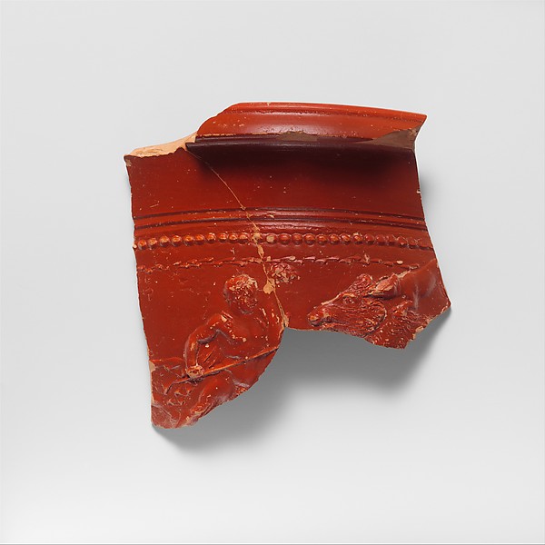 Terracotta bowl fragment depicting a boar hunt by an unrecorded maker, The Metropolitan Museum of Art
