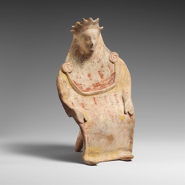 Terracotta statuette of a seated goddess