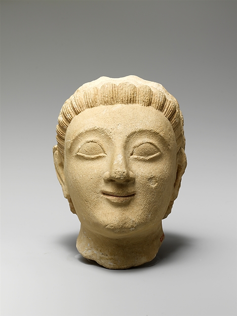 Limestone head of a beardless man, ca. 530–520 BCE