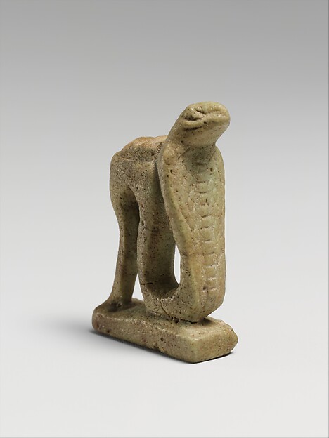 Faience amulet of a erect uraeus cobra