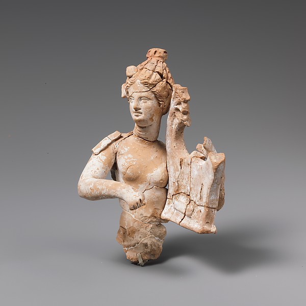 Fragmentary terracotta statuette of a woman with a kithara by an unrecorded maker, The Metropolitan Museum of Art