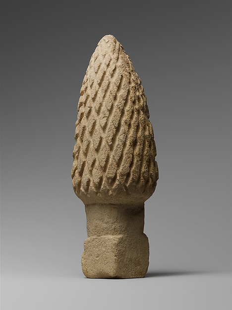 Limestone votive pine cone, 3rd–1st century BCE