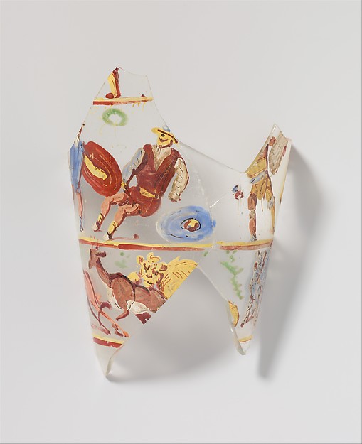 Glass fragmentary beaker with painted decoration by an unrecorded maker, The Metropolitan Museum of Art