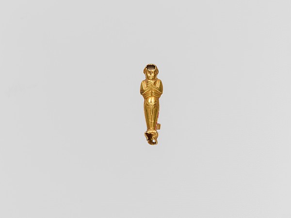 Gold pendant capsule in the form of a male figure by an unrecorded maker, The Metropolitan Museum of Art