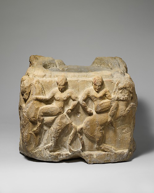 Limestone cippus base, ca. 500–450 BCE