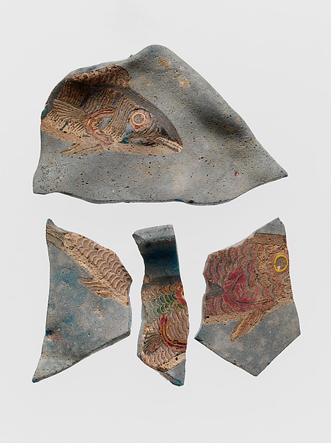 Glass fragments of bowl decorated with mosaic fish by an unrecorded maker, The Metropolitan Museum of Art