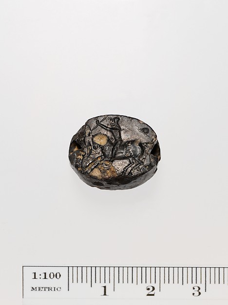 Black jasper scaraboid seal by an unrecorded maker, The Metropolitan Museum of Art