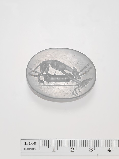 Chalcedony scaraboid seal by an unrecorded maker, The Metropolitan Museum of Art