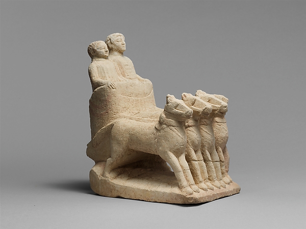 Limestone votive chariot with four horses and two figures by an unrecorded maker, The Metropolitan Museum of Art