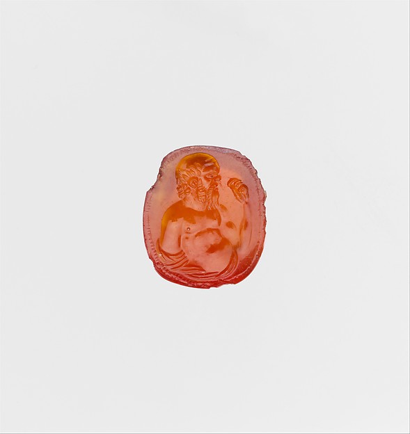 Carnelian engraved gem with a portrait of Sokrates