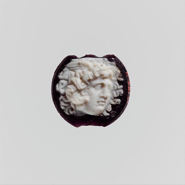 Cameo glass disk with Medusa head