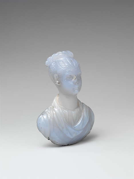 Chalcedony portrait bust of a young woman