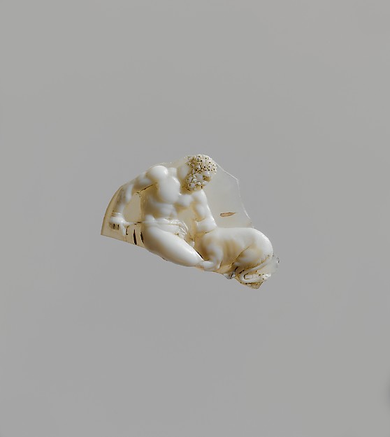 Sardonyx cameo fragment with Hercules tying up Cerberus