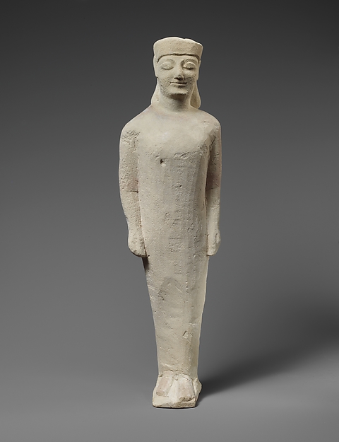 Limestone statuette of a beardless male votary in Greek dress by an unrecorded maker, The Metropolitan Museum of Art