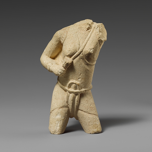 Torso of a limestone fighting woman by an unrecorded maker, The Metropolitan Museum of Art
