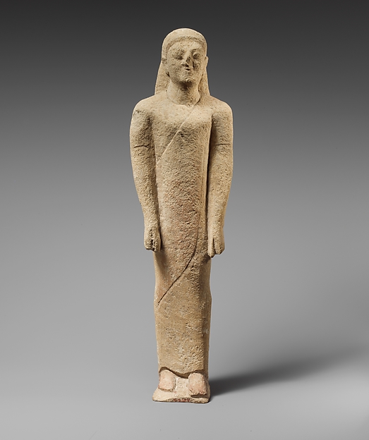 Limestone statuette of a beardless male votary in Greek dress by an unrecorded maker, The Metropolitan Museum of Art