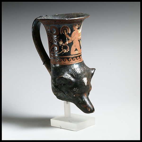 Terracotta rhyton in the shape of a dog’s head by an unrecorded maker, The Metropolitan Museum of Art