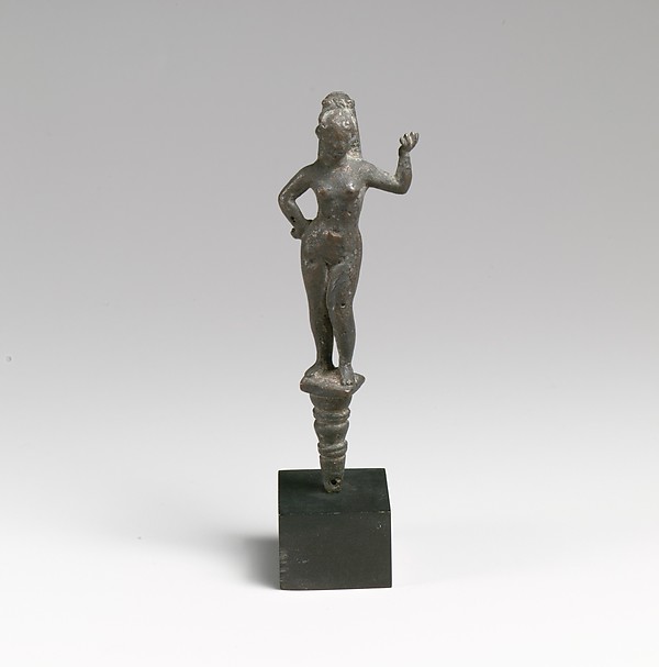 Bronze mirror handle (?) with Aphrodite by an unrecorded maker, The Metropolitan Museum of Art