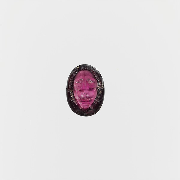 Garnet ring stone with the head of the dog Sirius by an unrecorded maker, The Metropolitan Museum of Art