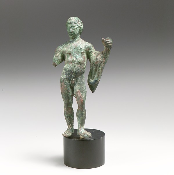 Bronze statuette of a youth with a chlamys by an unrecorded maker, The Metropolitan Museum of Art