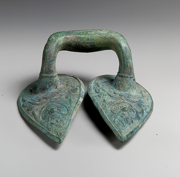 Bronze handle of a vessel with Silenos mask by an unrecorded maker, The Metropolitan Museum of Art