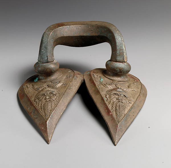 Bronze handle of a vessel with Silenos mask by an unrecorded maker, The Metropolitan Museum of Art