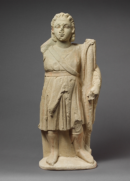 Limestone statuette of Dionysos holding a thyrsos by an unrecorded maker, The Metropolitan Museum of Art