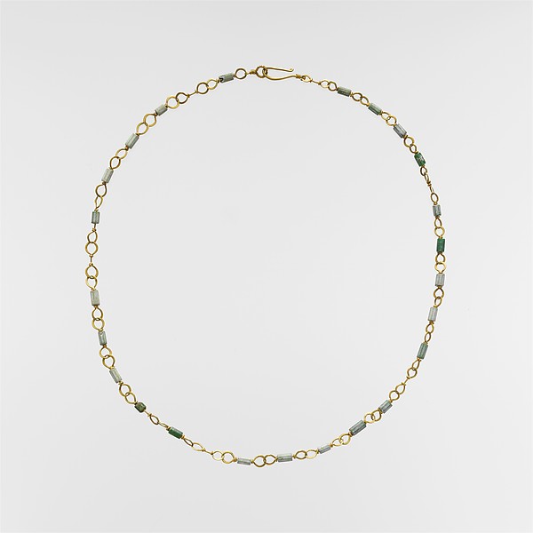 Gold necklace with emerald and variscite beads by an unrecorded maker, The Metropolitan Museum of Art