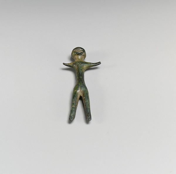 Bronze votive statuette of a standing human