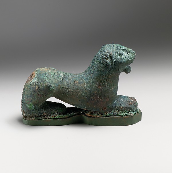 Pair of bronze statuettes of a lion and a double-headed lion
