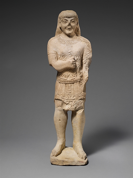 Limestone statuette of a beardless male votary in Egyptianizing dress by an unrecorded maker, The Metropolitan Museum of Art