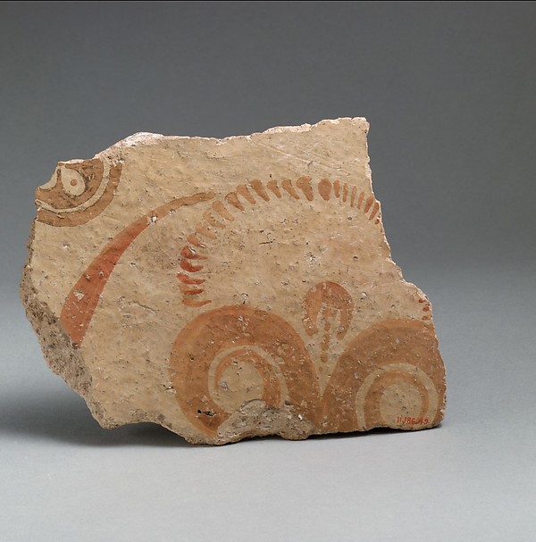 Terracotta vessel fragment with conventionalized lily by an unrecorded maker, The Metropolitan Museum of Art