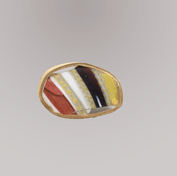 Glass striped mosaic fragment