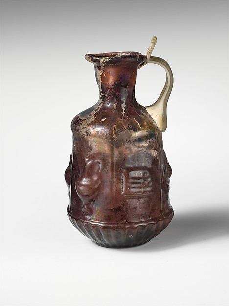 Glass hexagonal jug with Dionysiac symbols by an unrecorded maker, The Metropolitan Museum of Art