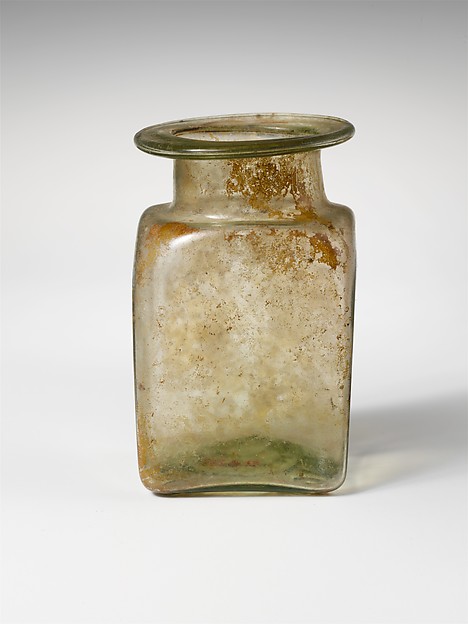 Glass square jar by an unrecorded maker, The Metropolitan Museum of Art